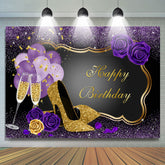 Lofaris Purple Balloons Rose Happy Birthday Backdrop For Girl